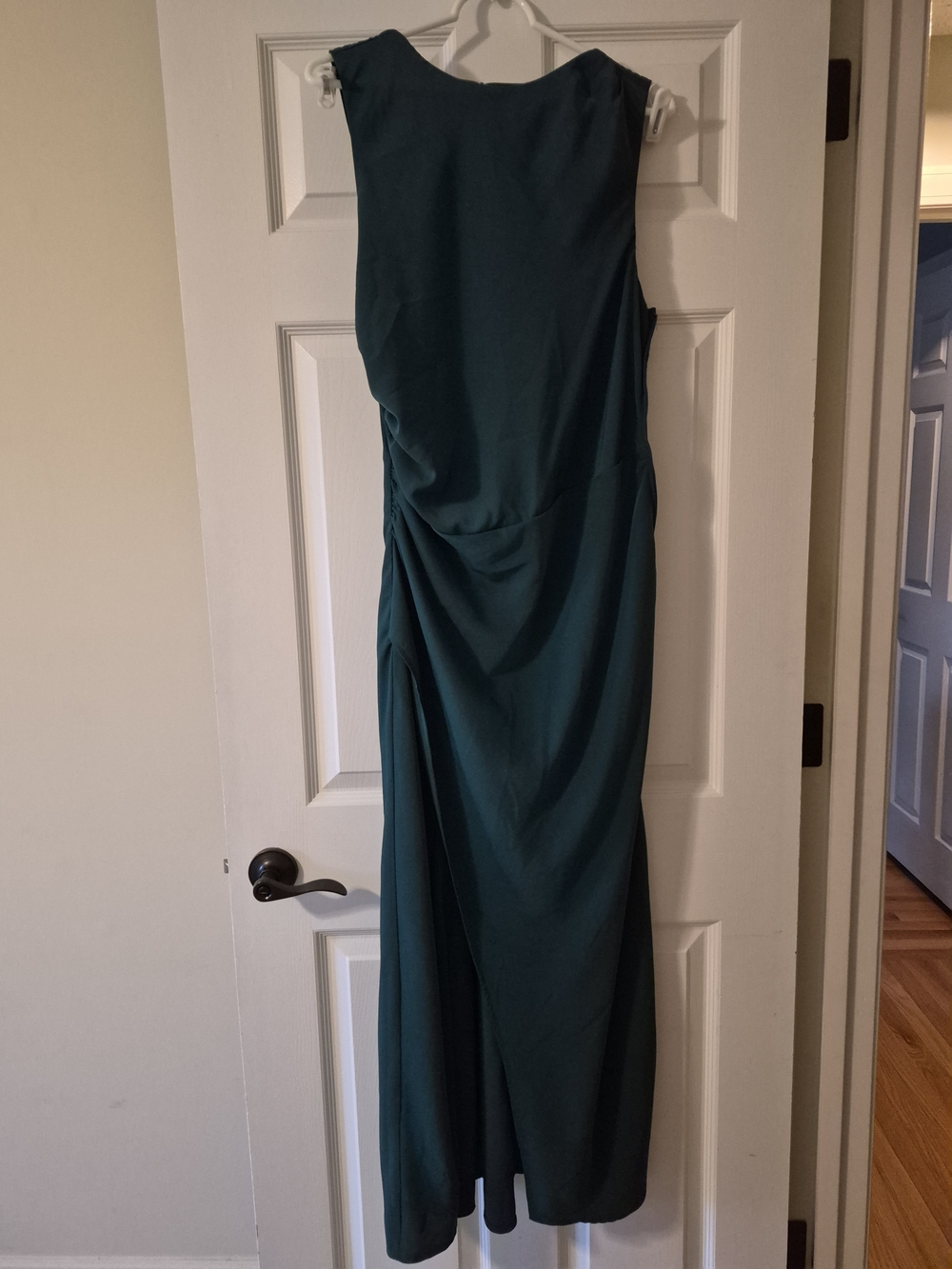Abercrombie & Fitch Teal Sleeveless Maxi Dress with Draped Side And Open Back